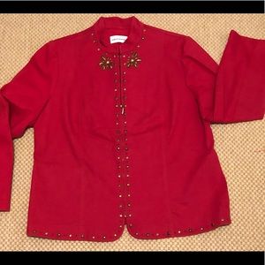 Alfred Dunner Red Jacket with Gold Accents
